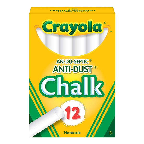 Crayola Nontoxic Anti-Dust Chalk  White 12