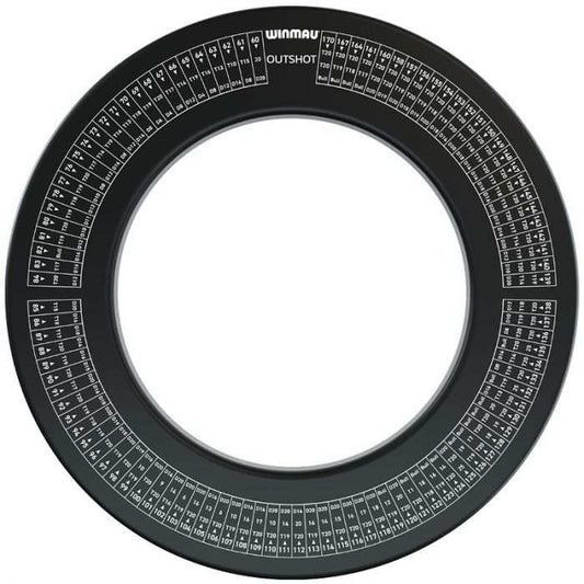 Winmau Out Chart black dartboard surround with score chart, protects area around dartboard, fits Winmau bristle boards, 67.5cm outer diameter