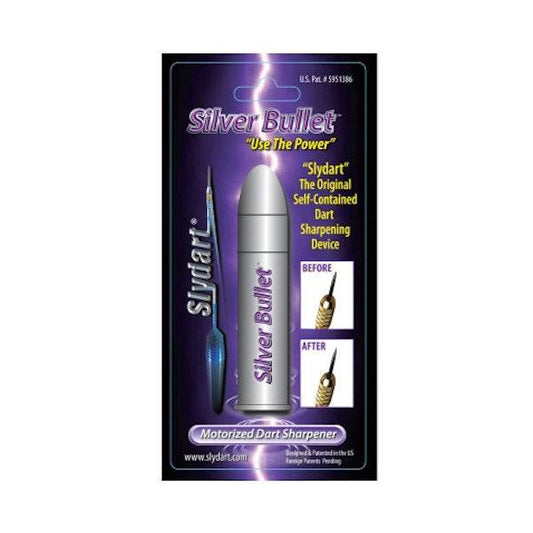 Silver Bullet Motorized Sharpener for darts with precise angles and quick burr removal in compact design