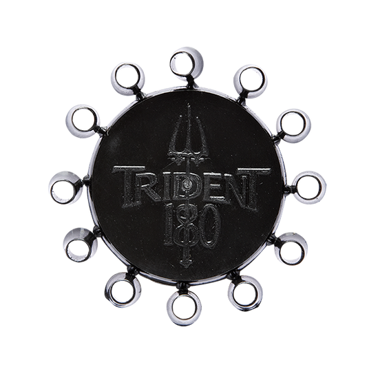 Trident 180 black dart flight protector with circular hooks and logo embossed