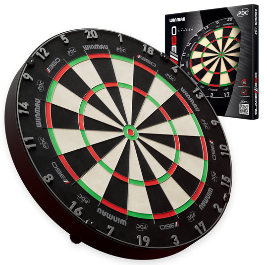 Winmau Blade 360 Dartboard with packaging on a white background
