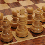 Folding 12"  Magnetic Chess Set by WE close up of chess pieces