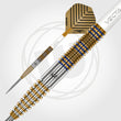 Gold and silver dart with a white background