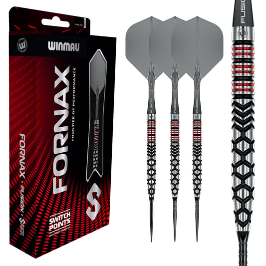 Winmau Formax darts with packaging and a single dart showing brand details.
