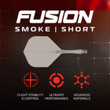 Fusion Smoke Short dart flight with features on a dark background