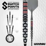 Winmau darts with switch points technology on a white background