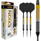 Winmau Exion darts with packaging and a close-up of the dart.