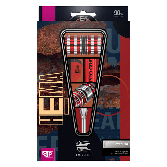 Hema 02 90% SP Tungsten Darts PACKAGING ON WHITE BACKGROUND