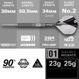 Target dart with specifications on a gray background