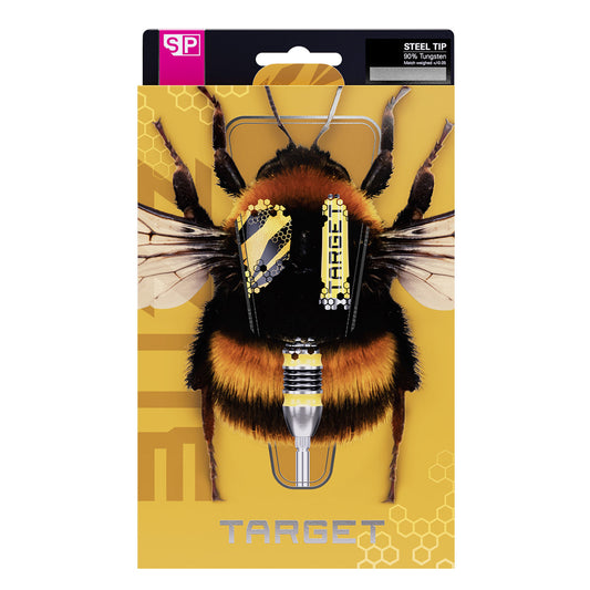 Buzz 90% SP Tungsten Dart packaging with yellow background and bee image.