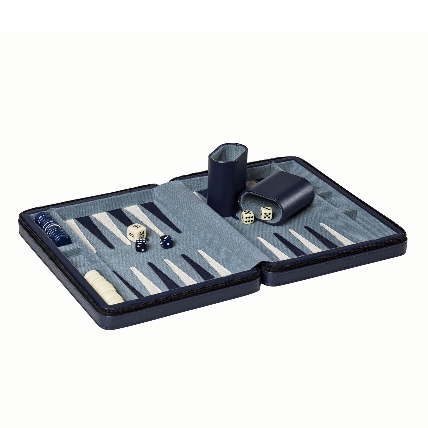 9" Backgammon Magnetic Set with Strap by WE blue open flat