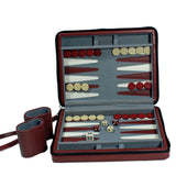 9" Backgammon Magnetic Set with Strap by WE burgundy open
