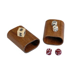 Walnut 7-Games-in-1 Combination Game Set backgammon shakers and dice.