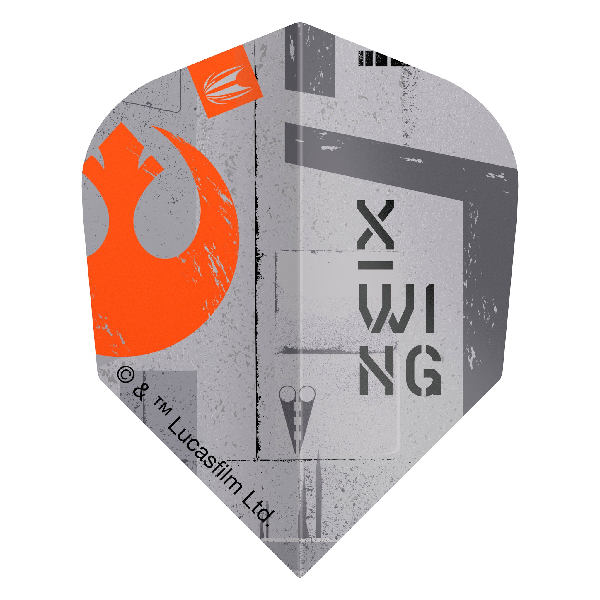 Dart flight with X-Wing design and Lucasfilm Ltd branding on a white background