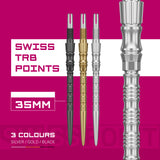 Swiss Signature TRB Points in silver, gold, and black with 'Swiss TRB Points' text on a pink background.
