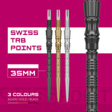 Swiss Signature TRB  points in black, gold, and silver on a pink background with text indicating 'Swiss TRB Points' and '35MM'.