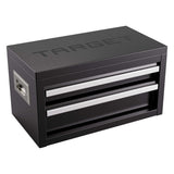 A black metal tool box with three drawers, featuring silver handles and the brand name 'TARGET' embossed on the top, set against a plain white background.