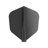 Black No. 6 shape dart flight on a white background