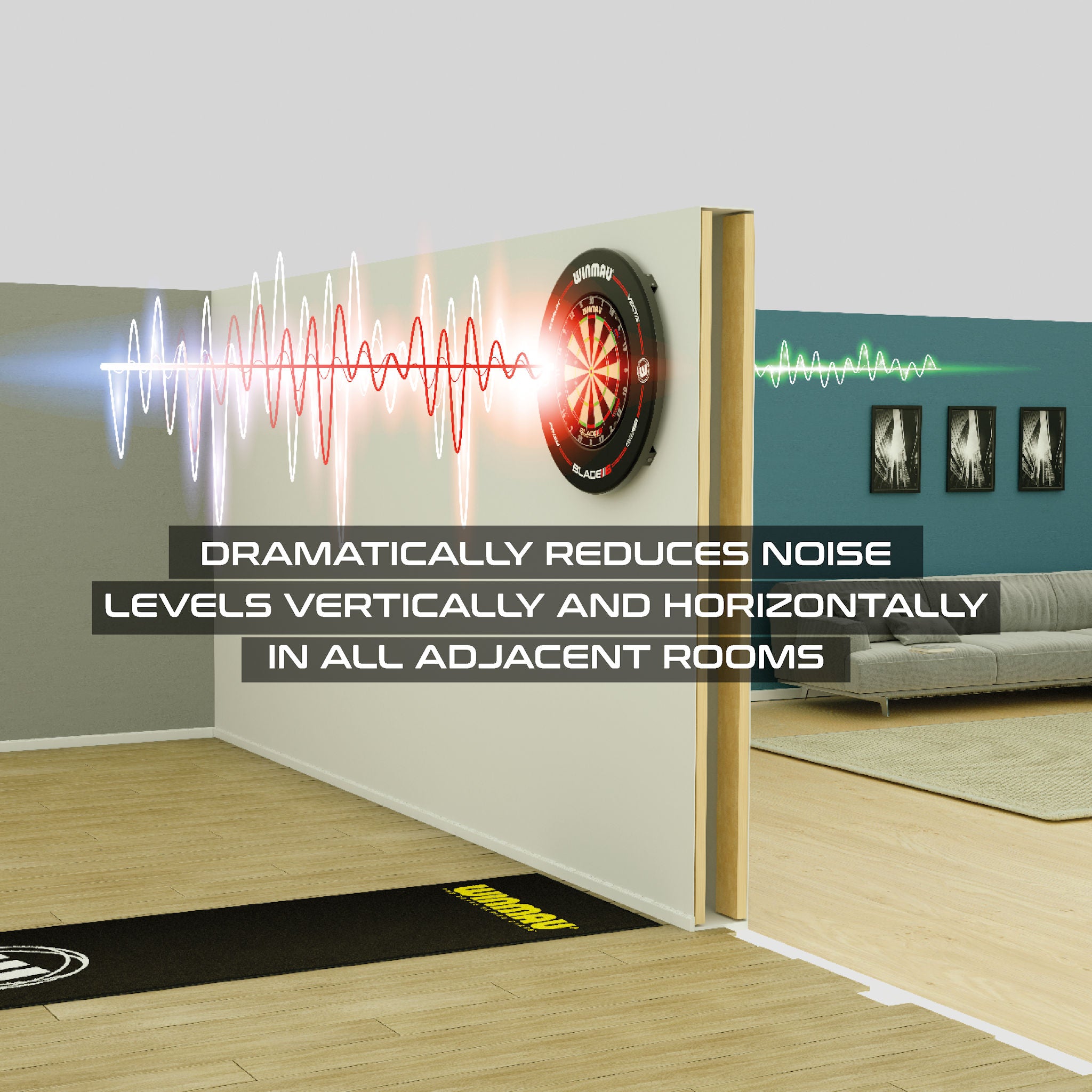 Wispa™ Dartboard Sound Reduction room setting