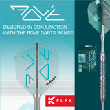 Rove darts with Target and K Flex branding on a blue and green gradient background