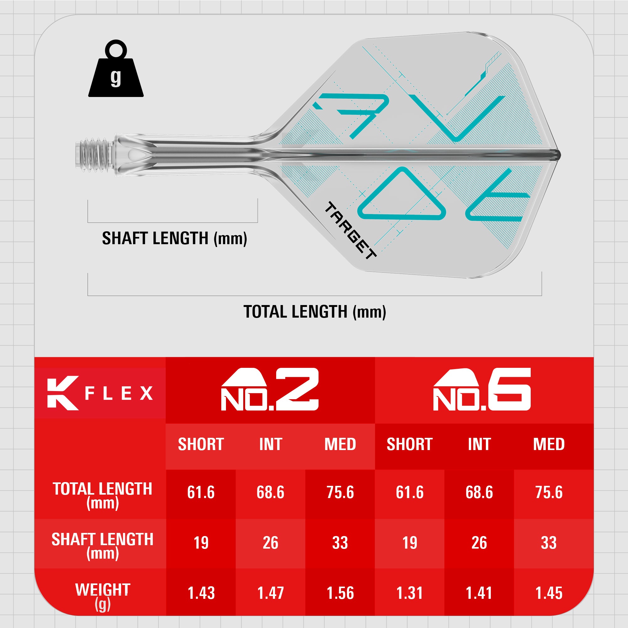 Dart with measurement chart on a white background
