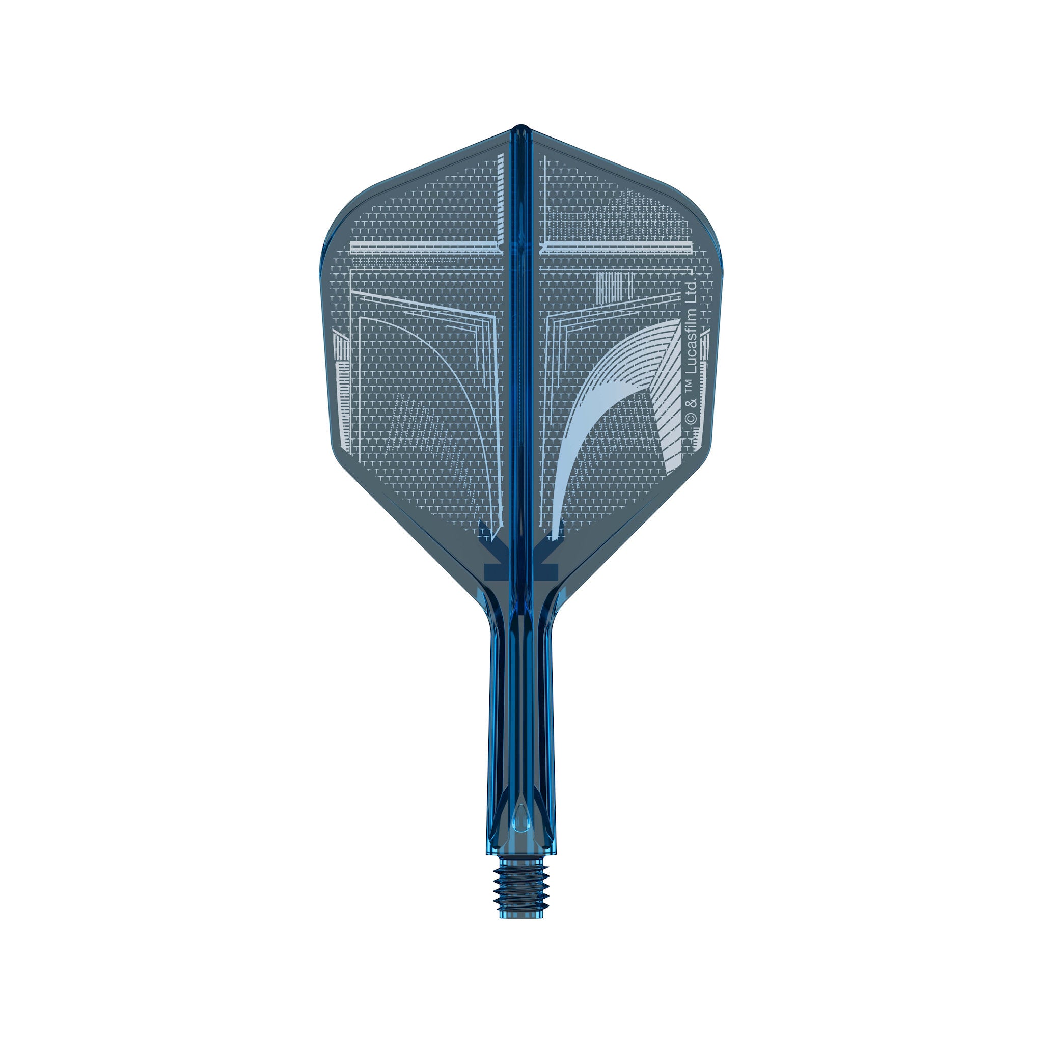 Blue and gray dart flight on a white background