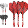 Professional Player INK dart flight and shaft kit with tattoo-themed designs in three colorways, including 9 shafts and 9 No.6 flights for durability