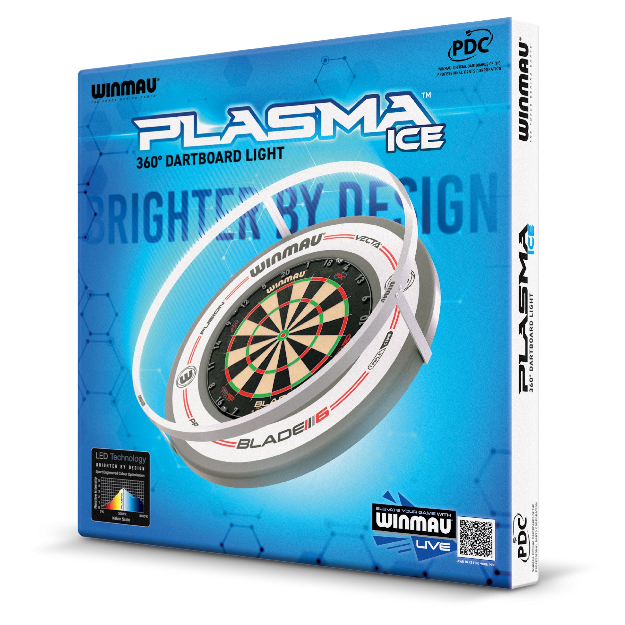 Winmau Plasma Ice Dartboard Light packaging.