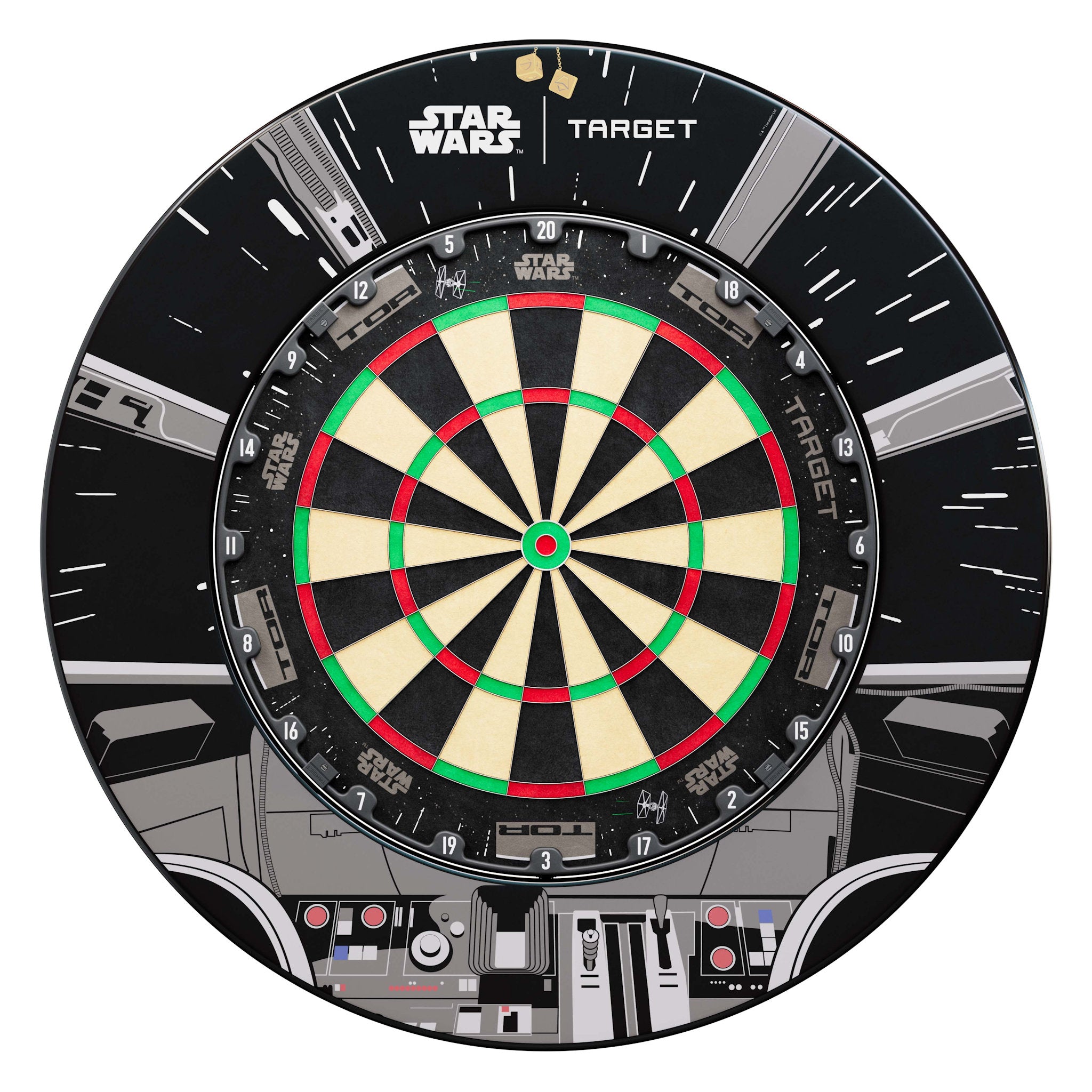 Dartboard with Star Wars design featuring Target branding