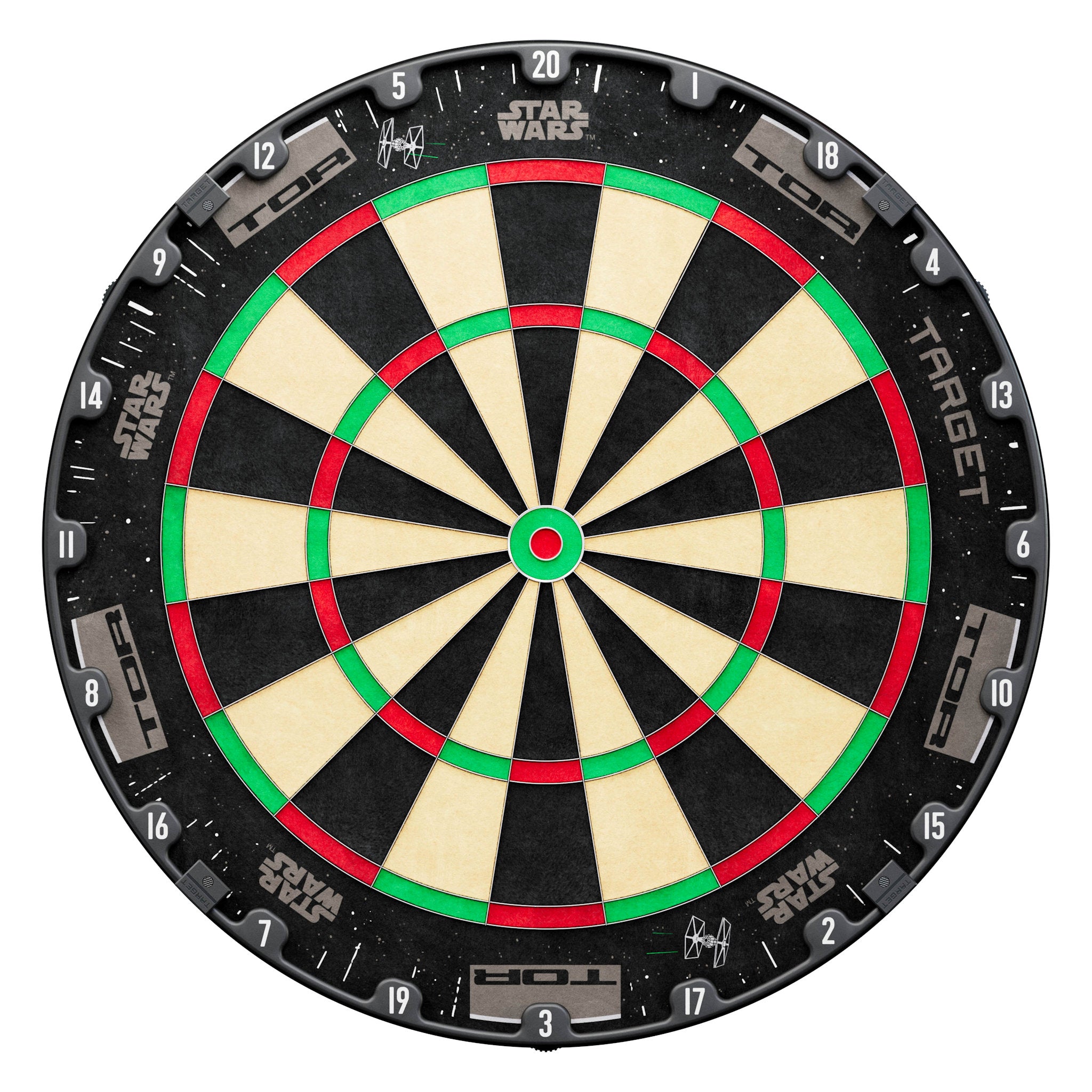 Dartboard with Star Wars branding on a white background