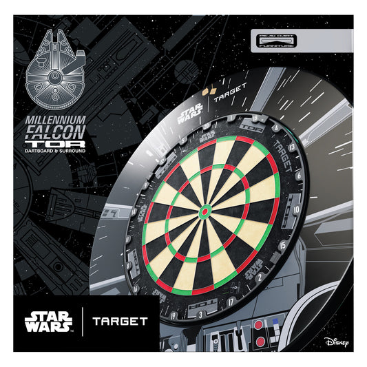 Dartboard with Millennium Falcon design on a Target branded background