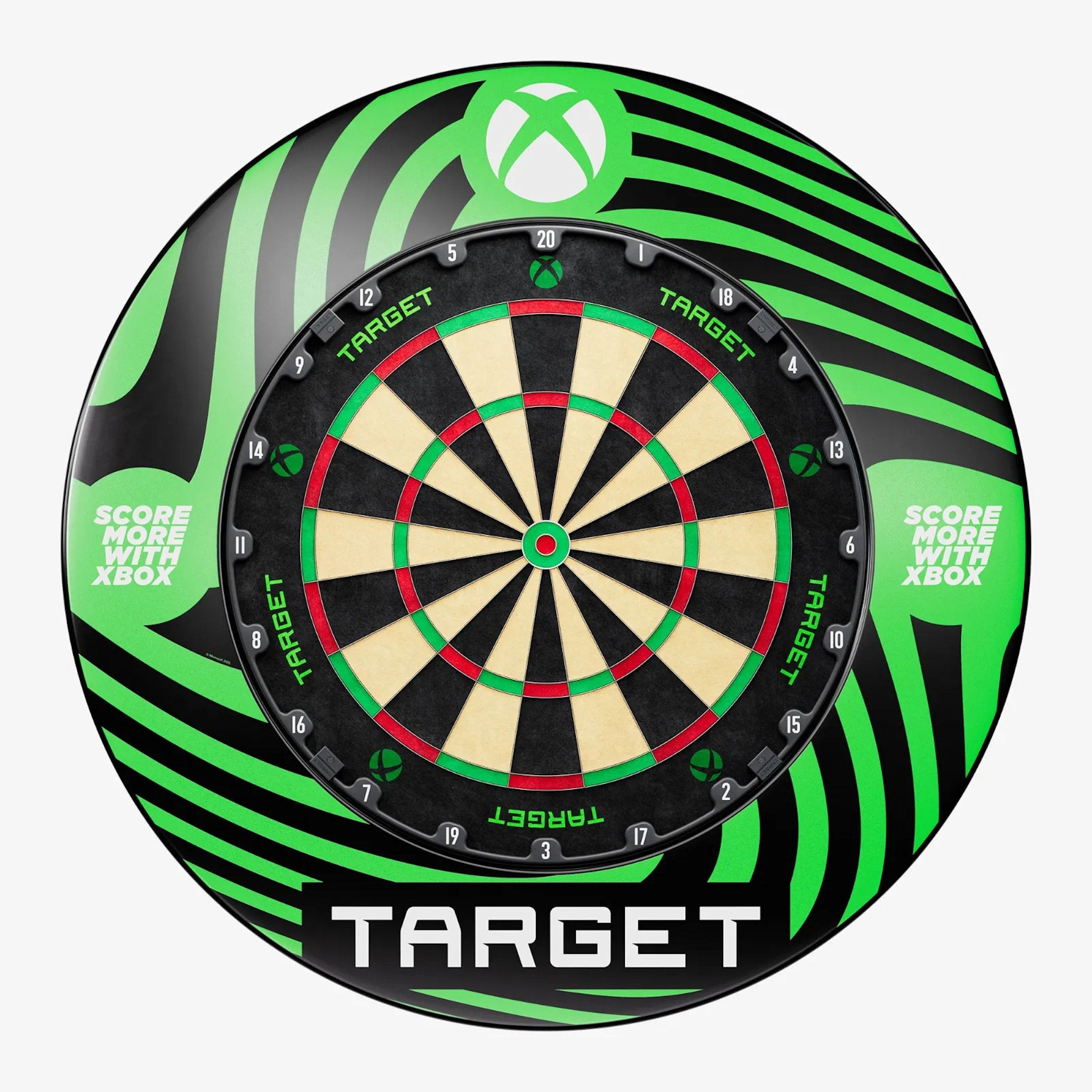 XBOX Surround and TOR Dartboard Bundle with green and black design featuring Xbox logo and 'Target' branding.