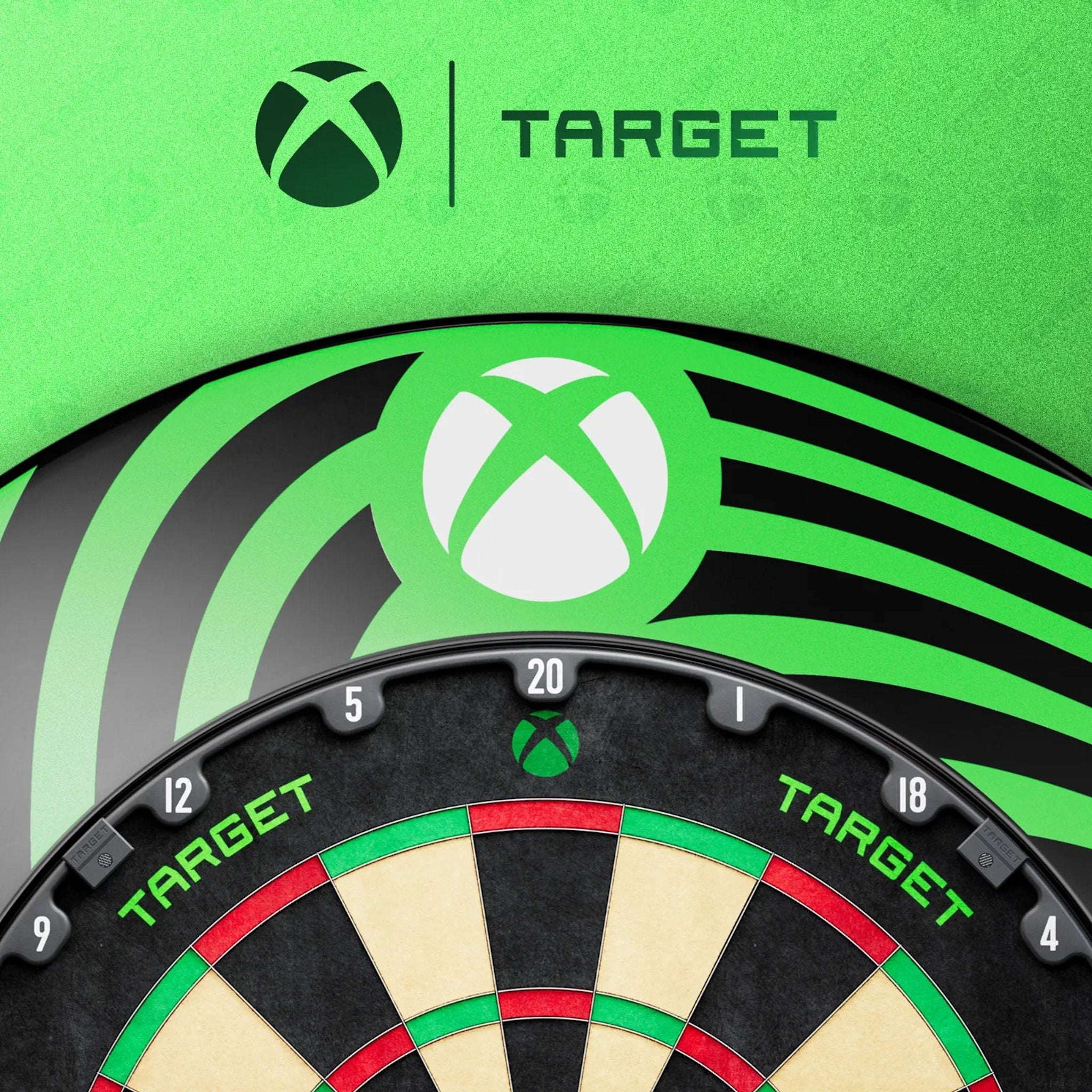 Dartboard with Xbox logo and 'Target' branding on a green background