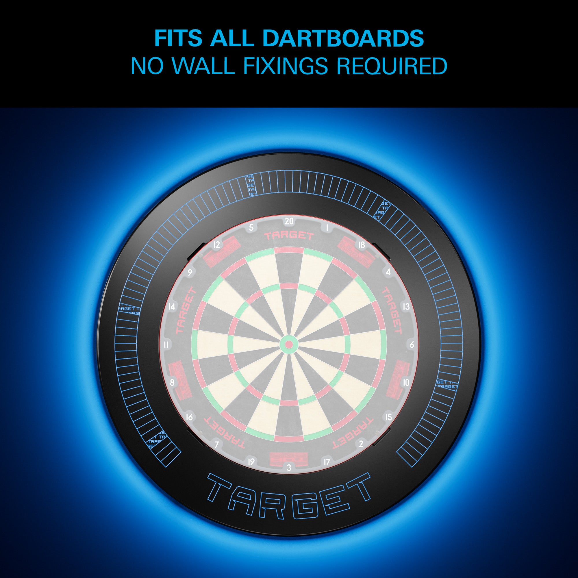 Target Corona Vision LED Notched surround fits all dartboards and no wall fixings required.