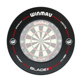 Winmau Pro-Line Black Surround with Winmau dartboard with branding on a white background