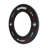 Winmau Pro-Line Black Surround side view with Winmau branding on a white background