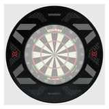 Winmau Blade X Black Surround with Winmau dartboard with 'X' markers on a white background