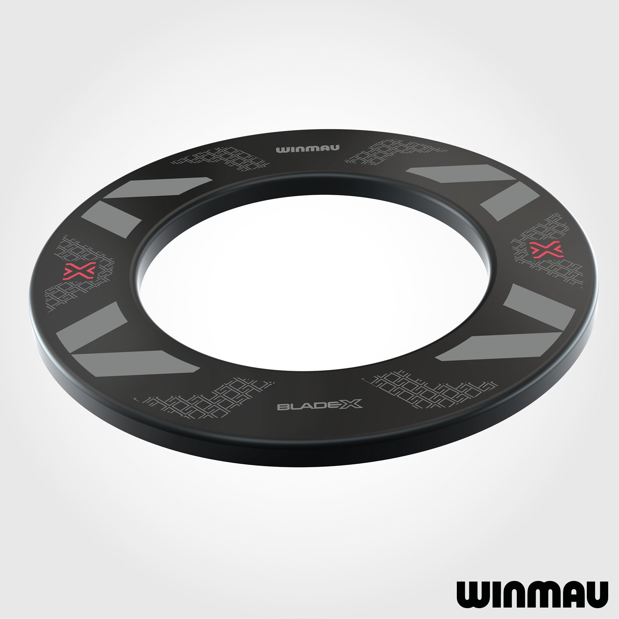 Winmau Blade X Black Surroundwith 'WINMAU' branding on a white background