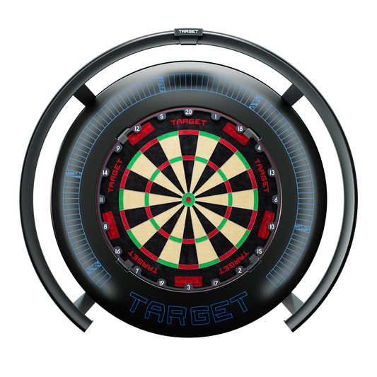 A Target Corona Vision 2 Light with a black outer ring and blue target surround  centered on a plain white background.