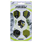 Packaged MVG Design Prism dart flights with Winmau branding on a white background