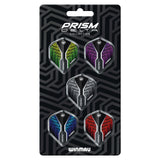 Pack of Winmau Prism Delta dart flights on a black packaging with geometric pattern