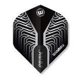 Black and silver dart flight with Winmau branding on a white background