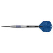 Datadart Alaris 90% Tungsten Darts with blue flight and silver shaft on a white background
