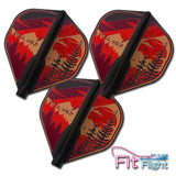 Cali West 3 Standard Fit Flight shows all three dart flights with a red and black on a white background, featuring the Fit Flight logo.