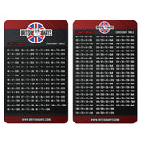 Showing both size of checkout table with British Darts logo on a white background