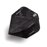 Black dart flights with 'DATADART' branding on a white background