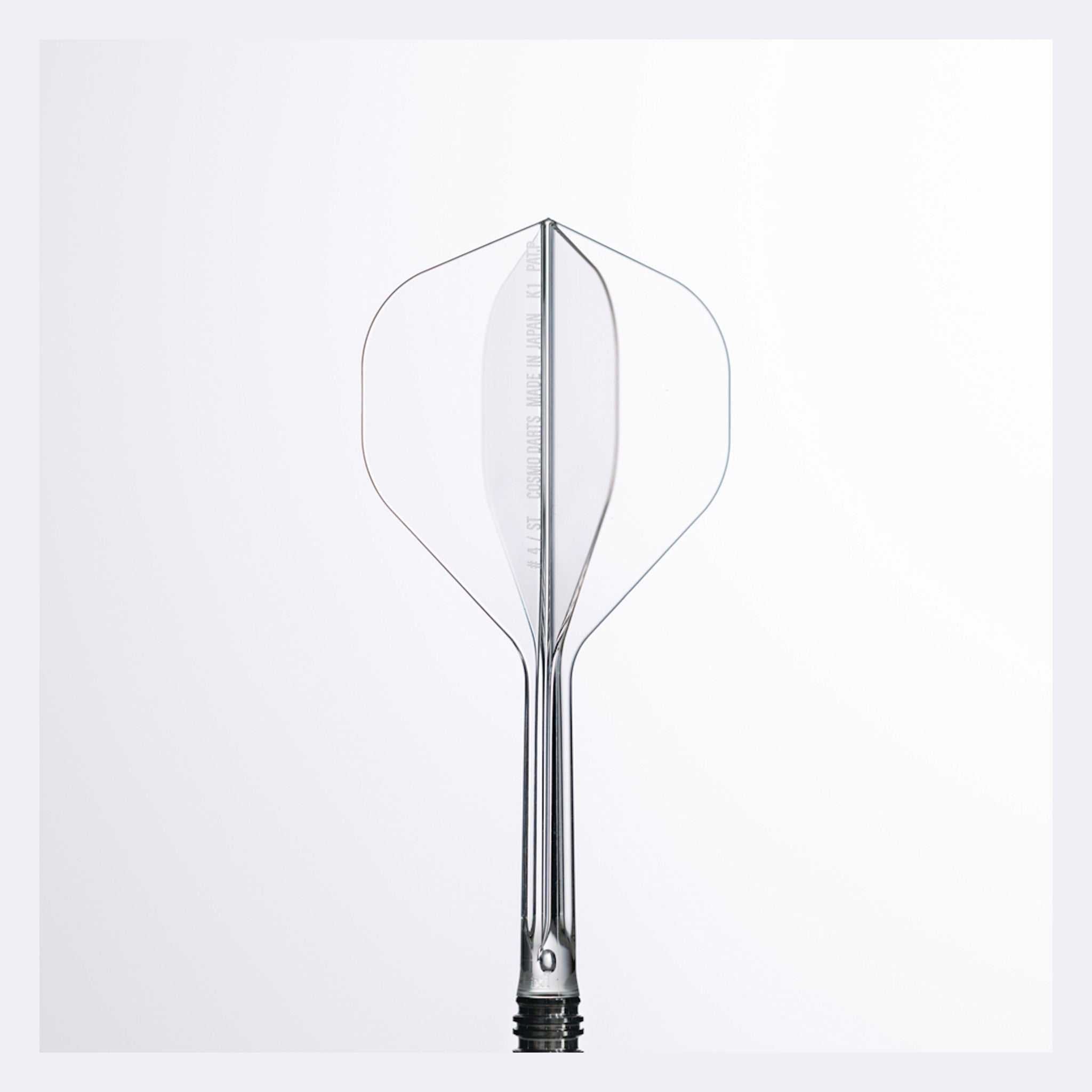 Dart flight and shaft system, clear transparent one-piece design with standard shape wings; Fit Gear Shaft.