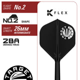 Black dart flight with K-Flex branding and Target logo on a white background