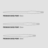 Illustrations of premium Swiss points with measurements on a light gray background