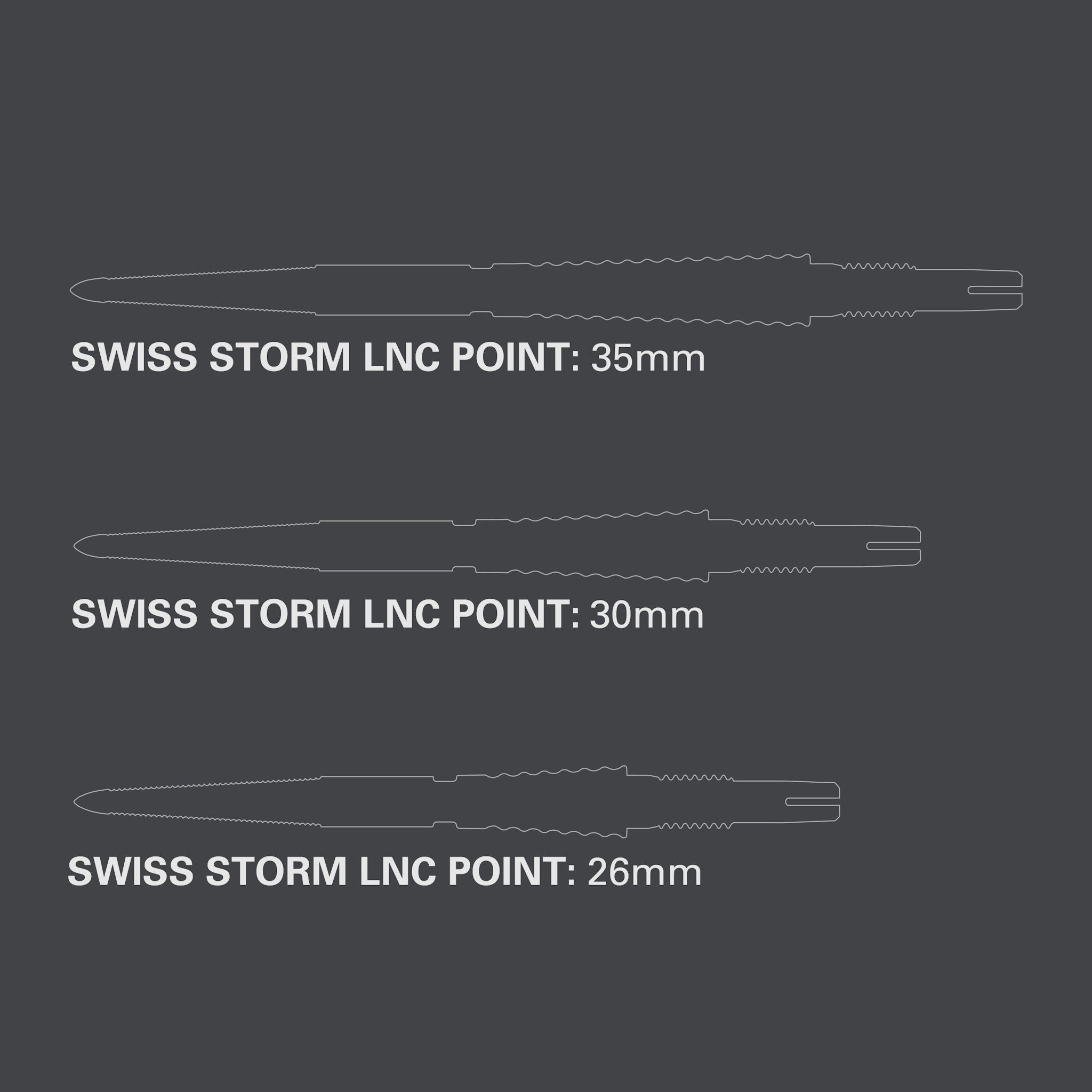 Swiss LNC Points sizing chart